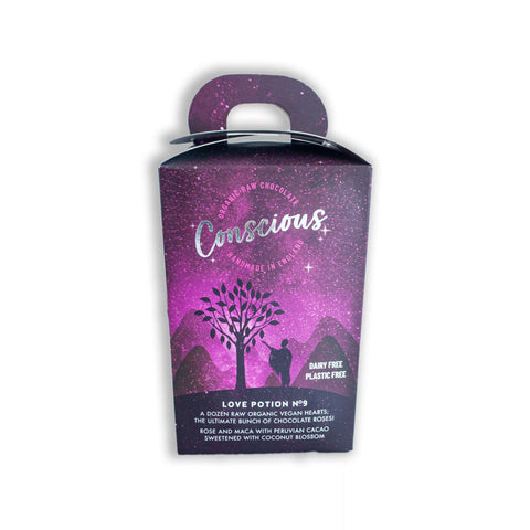 Organic Dark Rose Chocolate Hearts 180g