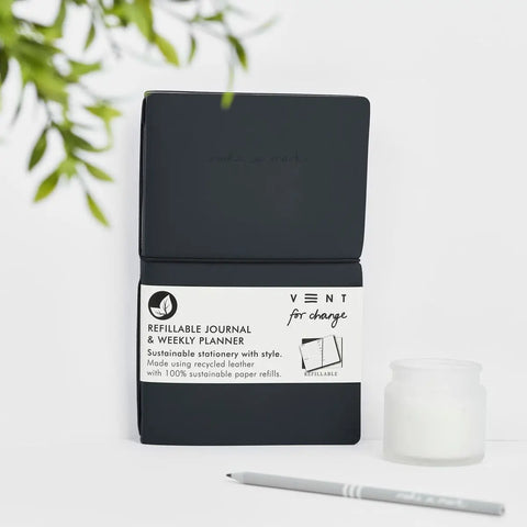 Refillable Weekly Planner / Journal with Recycled Leather