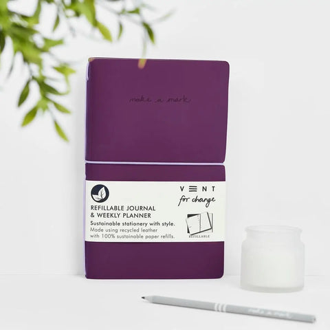 Refillable Weekly Planner / Journal with Recycled Leather