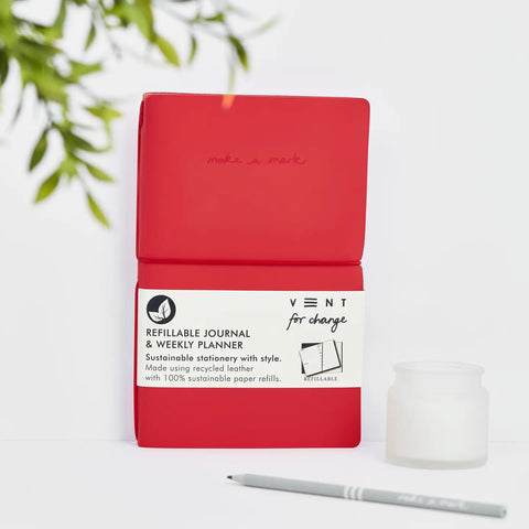 Refillable Weekly Planner / Journal with Recycled Leather