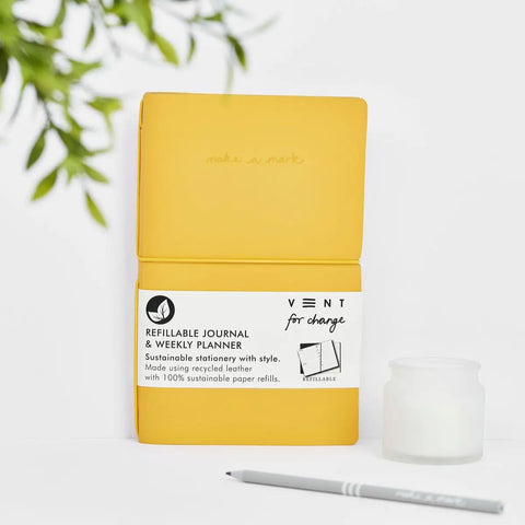 Refillable Weekly Planner / Journal with Recycled Leather