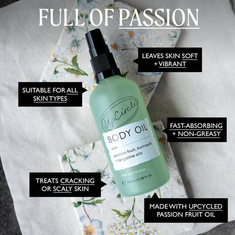 Upcircle - Passion fruit, Kumquat + Tangerine Body Oil - 100ml Bottle