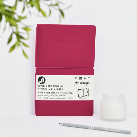 Refillable Weekly Planner / Journal with Recycled Leather