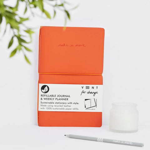 Refillable Weekly Planner / Journal with Recycled Leather