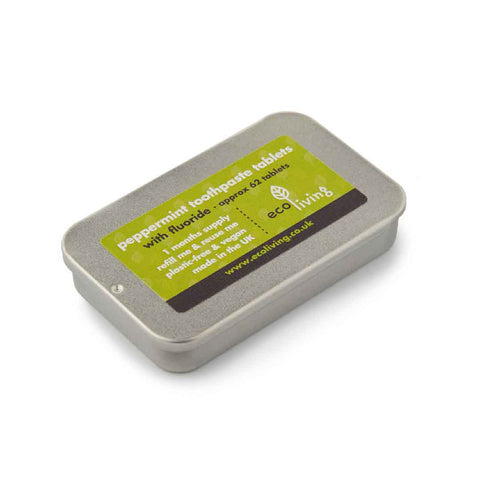 Toothpaste Tablets Peppermint Fluoride - 1 Month Supply + Tin