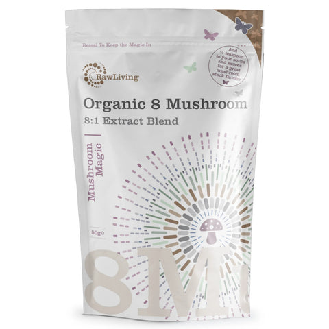 Organic 8 Mushroom 8:1 Extract Blend - 50g Pouch