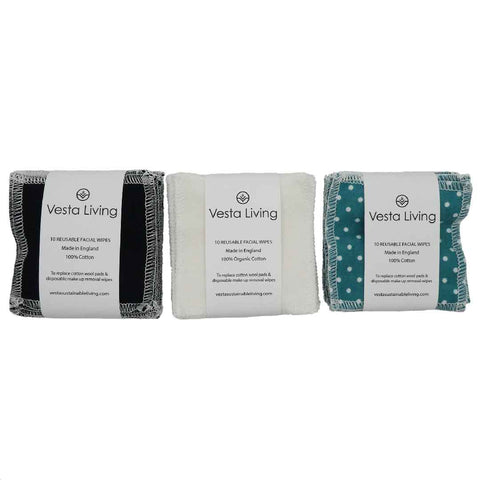 Vesta Living  Reusable Cotton facial Wipes - Pack of 10